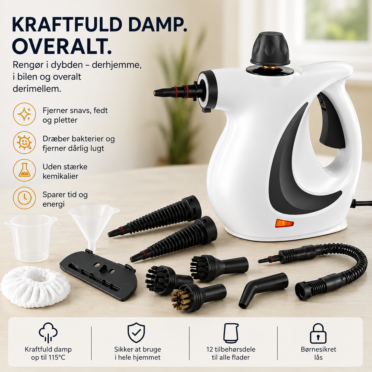 Steamora™ Håndholdt DampRenser – Kraftfuld rengøring uden kemi