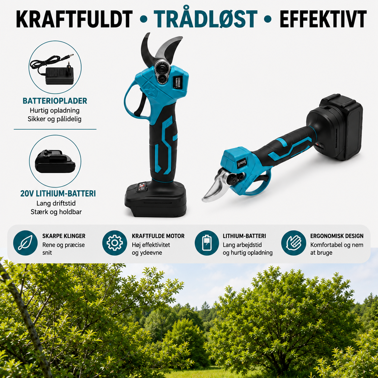 GrenKraft™ Pro - Klip grene ubesværet med elektrisk præcision